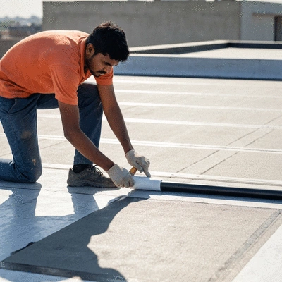 Lifestyle image of rooftop waterproofing in action