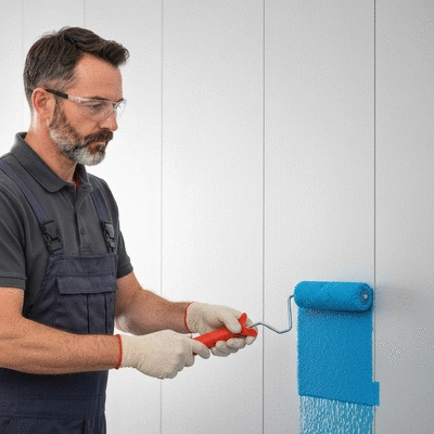 Professional applying liquid waterproofing solution