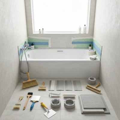 Waterproofing process in a bathroom