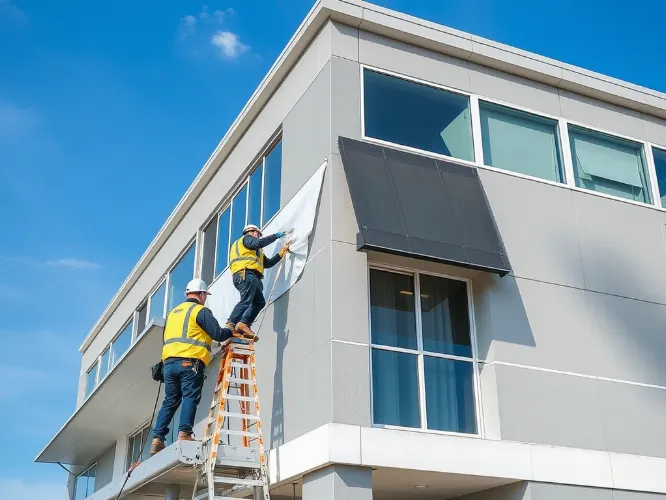 Modern building undergoing professional waterproofing services on the Sunshine Coast